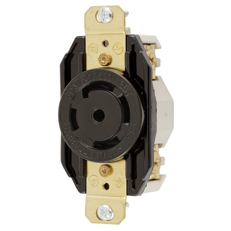 Hubbell Wiring Device-Kellems Locking Receptacle, L23-30R, 30 A, 347/600V AC, Three Phase, 4 Pole, Flush Mount, Screw Terminals HBL2830